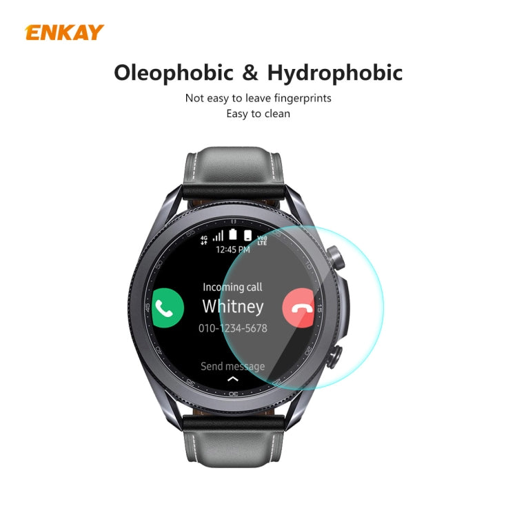 For Samsung Galaxy Watch 3 45mm 2 PCS ENKAY Hat-Prince 0.2mm 9H 2.15D Curved Edge Tempered Glass Screen Protector Watch Film