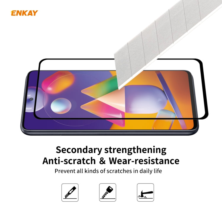 For Samsung Galaxy M31s ENKAY Hat-Prince Full Glue 0.26mm 9H 2.5D Tempered Glass Full Coverage Film