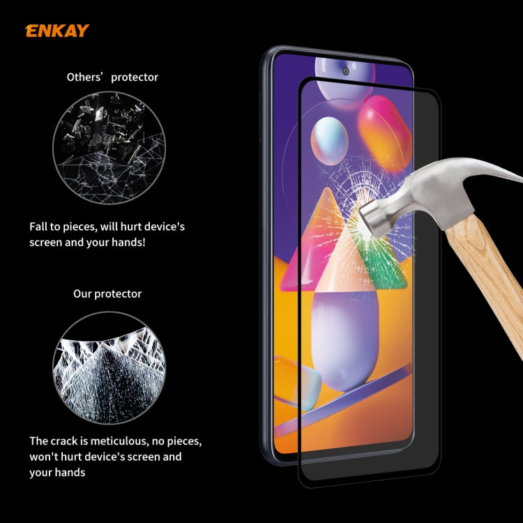For Samsung Galaxy M31s 2 PCS ENKAY Hat-Prince Full Glue 0.26mm 9H 2.5D Tempered Glass Full Coverage Film