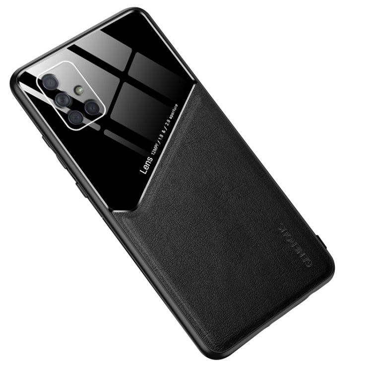 For Samsung Galaxy A71 4G All-inclusive Leather + Organic Glass Phone Case with Metal Iron Sheet