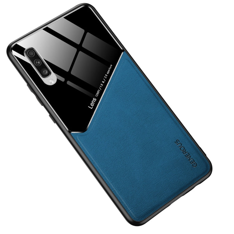 For Samsung Galaxy A70/A70s All-inclusive Leather + Organic Glass Phone Case with Metal Iron Sheet