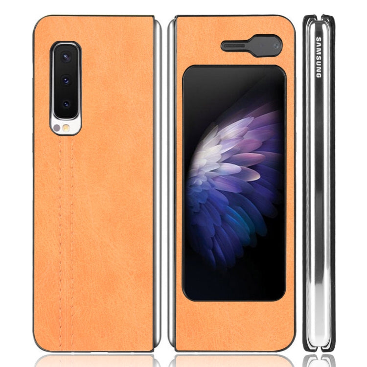 For Samsung Galaxy Fold 4G / Fold 5G / W20 5G Shockproof Sewing Cow Pattern Skin PC + PU + TPU Case