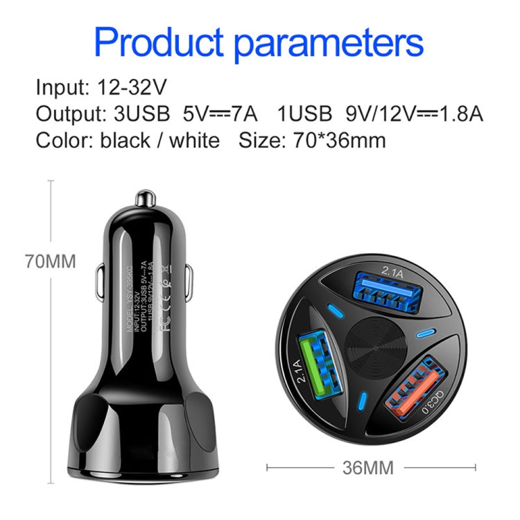 YSY-395KC QC3.0 3 USB 35W High Power Vehicle Charger / Mobile Phone Tablet Universal Vehicle Charger