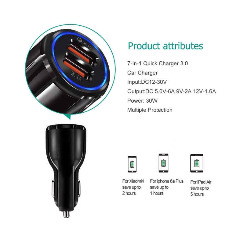 Qc3.0 Dual USB Car Charger + Micro USB Fast Charging Cable Car Charging Kit