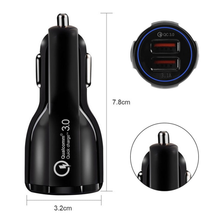 LZ-681 QC3.0 Dual USB Car Charging + Type-C Fast Charging Cable Car Charging Kit