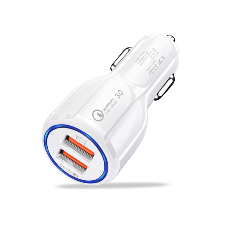 LZ-681 QC3.0 Dual USB Car Charging + Type-C Fast Charging Cable Car Charging Kit