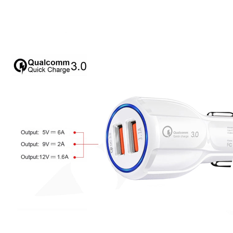 LZ-681 QC3.0 Dual USB Car Charging + Type-C Fast Charging Cable Car Charging Kit