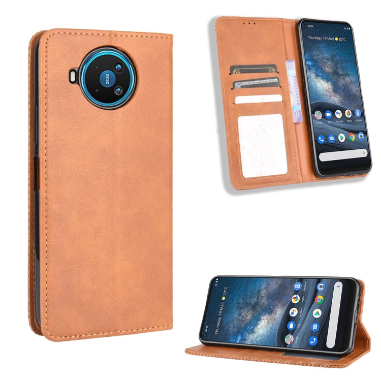 For Nokia 8.3 5G Magnetic Buckle Retro Crazy Horse Texture Horizontal Flip Leather Case  , with Holder & Card Slots & Photo Frame