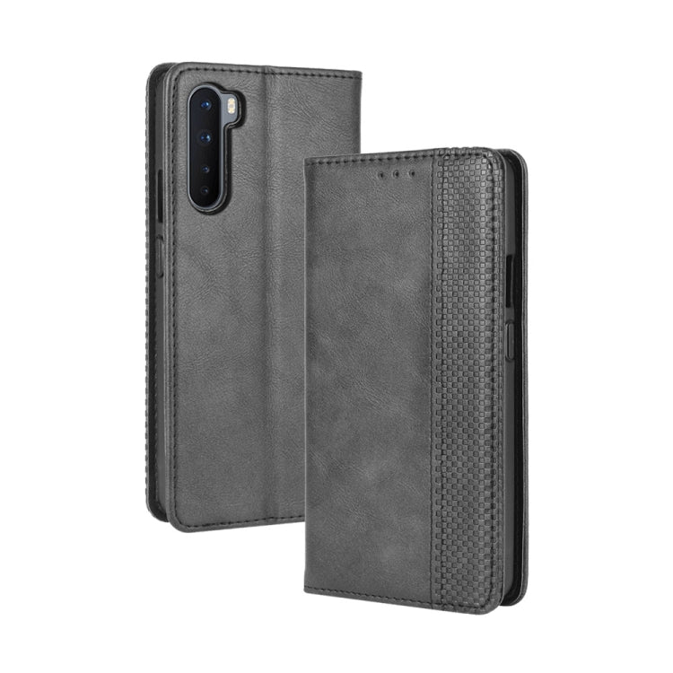 For OnePlus Nord Magnetic Buckle Retro Crazy Horse Texture Horizontal Flip Leather Case with Holder & Card Slots & Photo Frame
