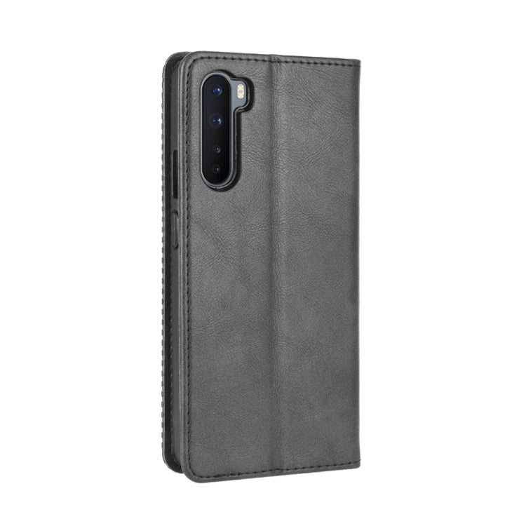For OnePlus Nord Magnetic Buckle Retro Crazy Horse Texture Horizontal Flip Leather Case with Holder & Card Slots & Photo Frame