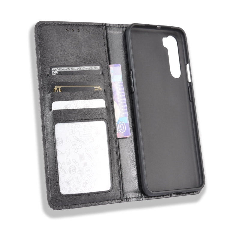 For OnePlus Nord Magnetic Buckle Retro Crazy Horse Texture Horizontal Flip Leather Case with Holder & Card Slots & Photo Frame