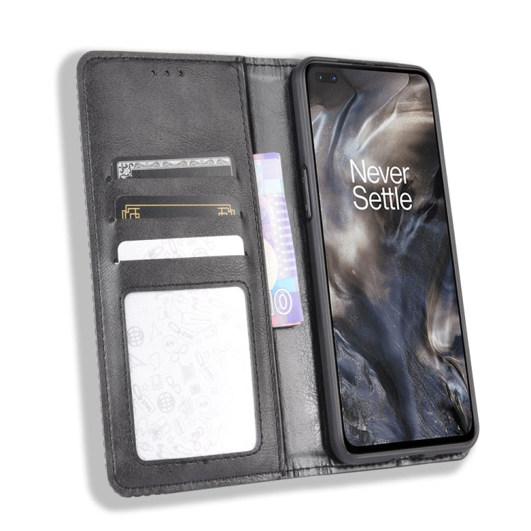 For OnePlus Nord Magnetic Buckle Retro Crazy Horse Texture Horizontal Flip Leather Case with Holder & Card Slots & Photo Frame