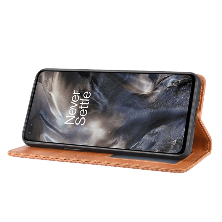 For OnePlus Nord Magnetic Buckle Retro Crazy Horse Texture Horizontal Flip Leather Case with Holder & Card Slots & Photo Frame