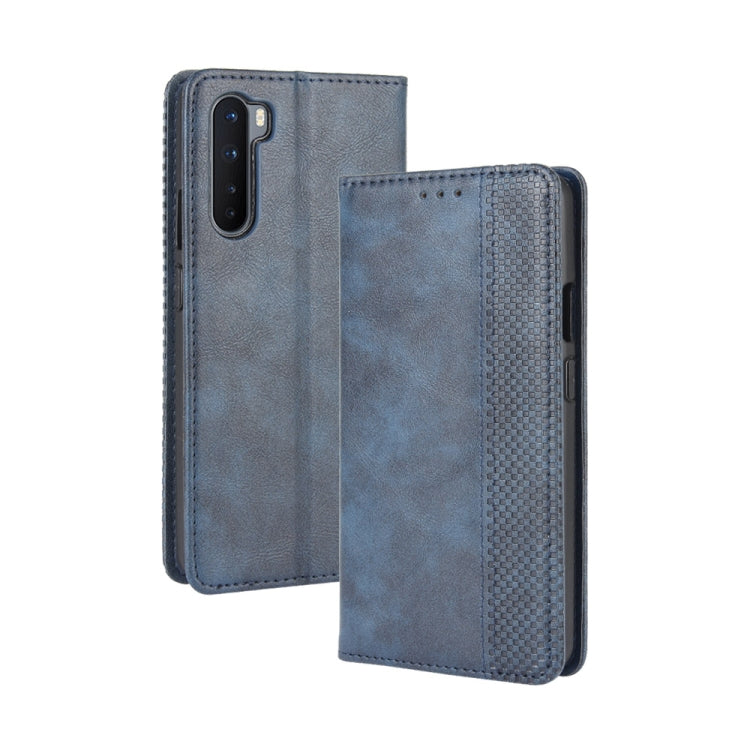 For OnePlus Nord Magnetic Buckle Retro Crazy Horse Texture Horizontal Flip Leather Case with Holder & Card Slots & Photo Frame
