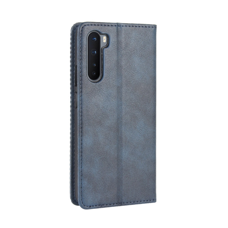For OnePlus Nord Magnetic Buckle Retro Crazy Horse Texture Horizontal Flip Leather Case with Holder & Card Slots & Photo Frame