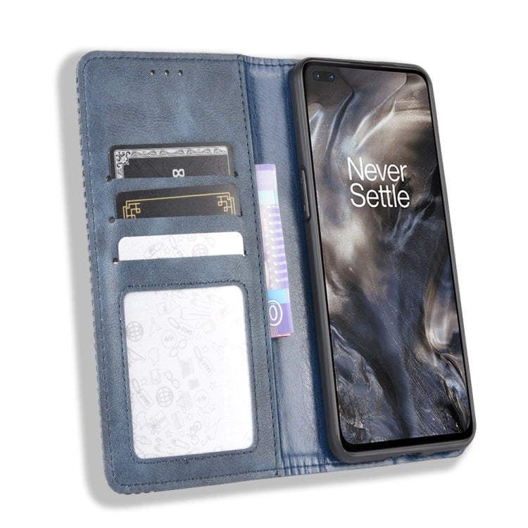 For OnePlus Nord Magnetic Buckle Retro Crazy Horse Texture Horizontal Flip Leather Case with Holder & Card Slots & Photo Frame
