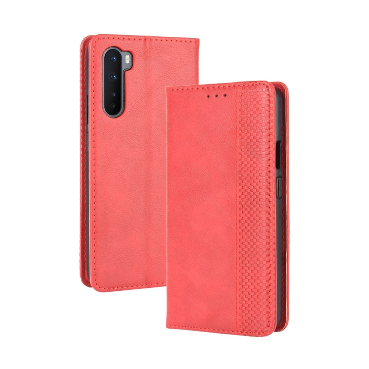 For OnePlus Nord Magnetic Buckle Retro Crazy Horse Texture Horizontal Flip Leather Case with Holder & Card Slots & Photo Frame