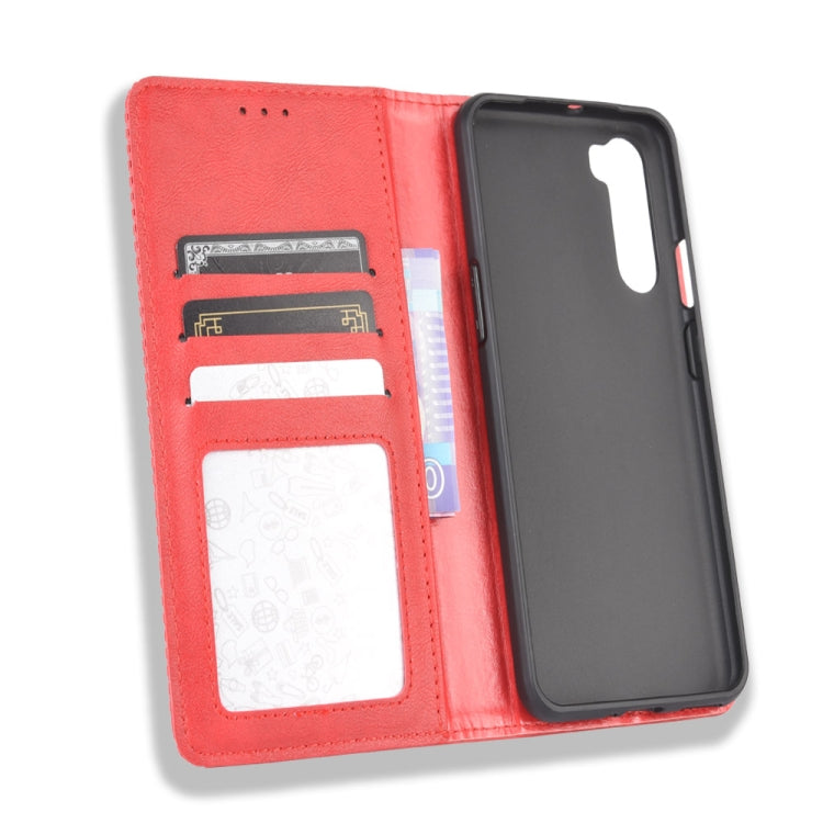For OnePlus Nord Magnetic Buckle Retro Crazy Horse Texture Horizontal Flip Leather Case with Holder & Card Slots & Photo Frame