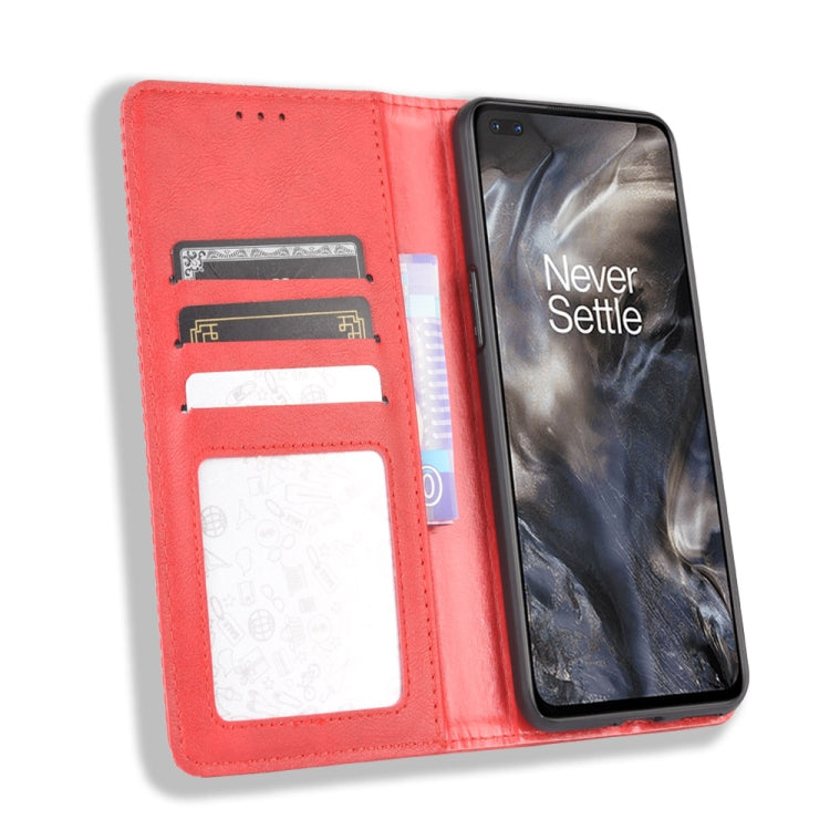 For OnePlus Nord Magnetic Buckle Retro Crazy Horse Texture Horizontal Flip Leather Case with Holder & Card Slots & Photo Frame