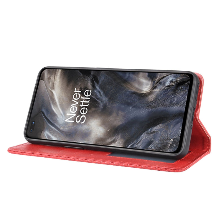 For OnePlus Nord Magnetic Buckle Retro Crazy Horse Texture Horizontal Flip Leather Case with Holder & Card Slots & Photo Frame
