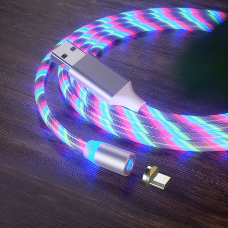 USB to Micro USB Magnetic Suction Colorful Streamer Mobile Phone Charging Cable, Length: 1m