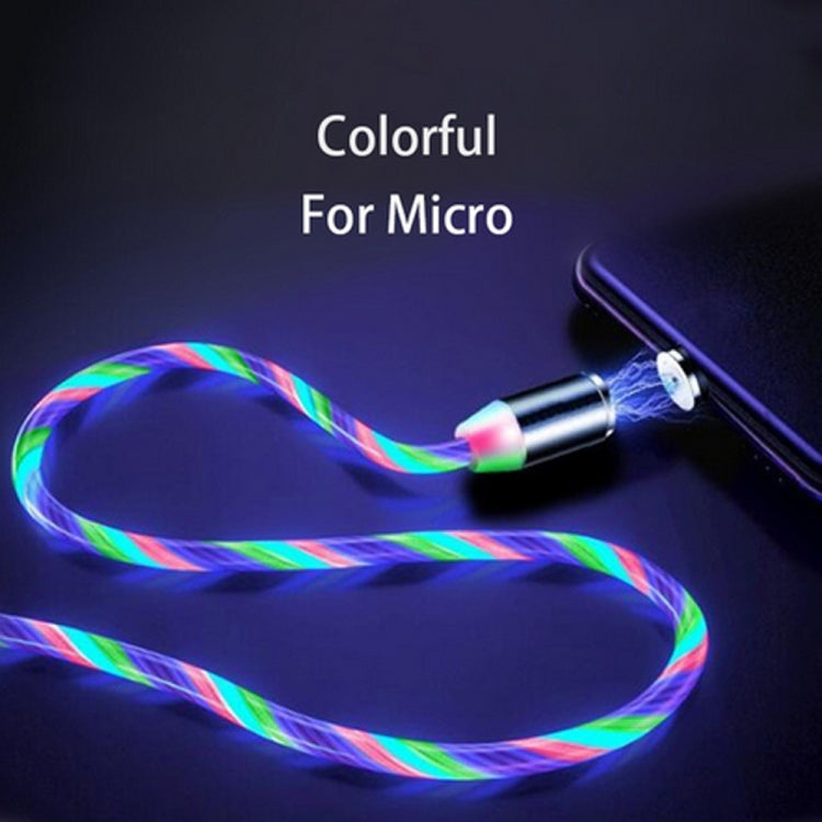 USB to Micro USB Magnetic Suction Colorful Streamer Mobile Phone Charging Cable, Length: 1m