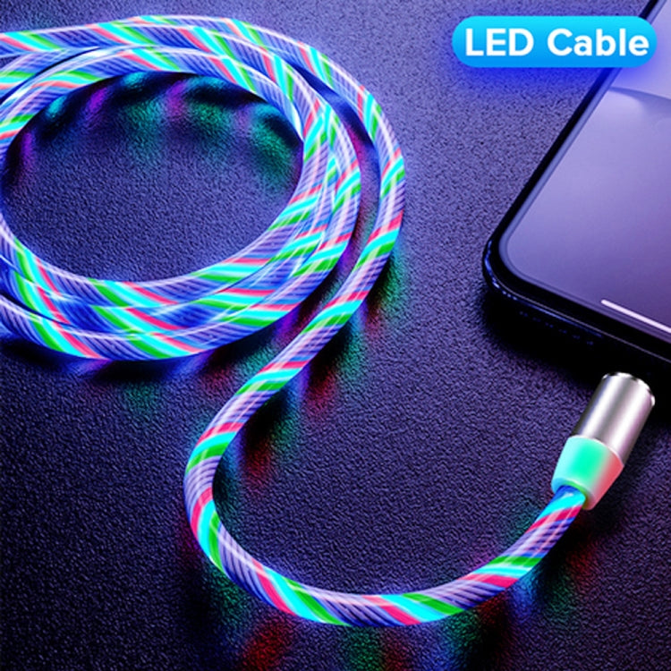 USB to Micro USB Magnetic Suction Colorful Streamer Mobile Phone Charging Cable, Length: 1m