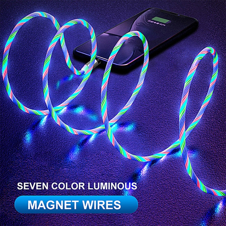 USB to Micro USB Magnetic Suction Colorful Streamer Mobile Phone Charging Cable, Length: 1m