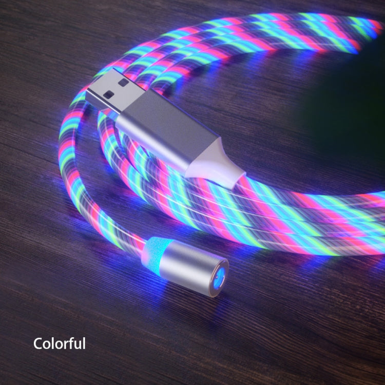 USB to Micro USB Magnetic Suction Colorful Streamer Mobile Phone Charging Cable, Length: 1m