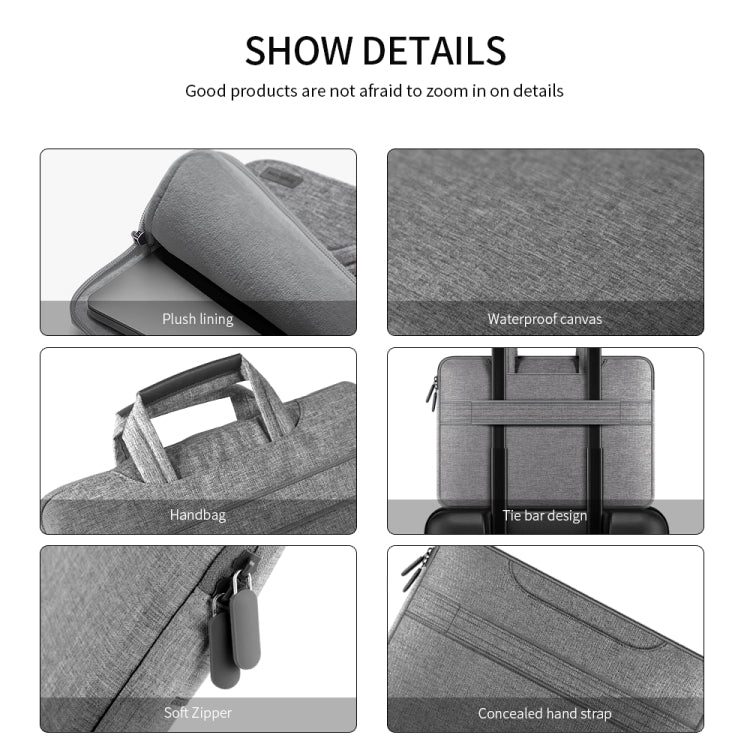For 13-13.3 inch Oxford Cloth Portable Waterproof Protective Cover Double Zipper Briefcase Laptop Carrying Bag