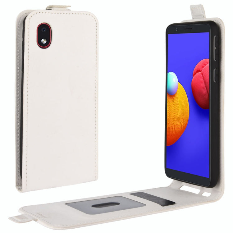For Samsung Galaxy A01 Core / M01 Core R64 Texture Single Vertical Flip Leather Protective Case with Card Slots & Photo Frame