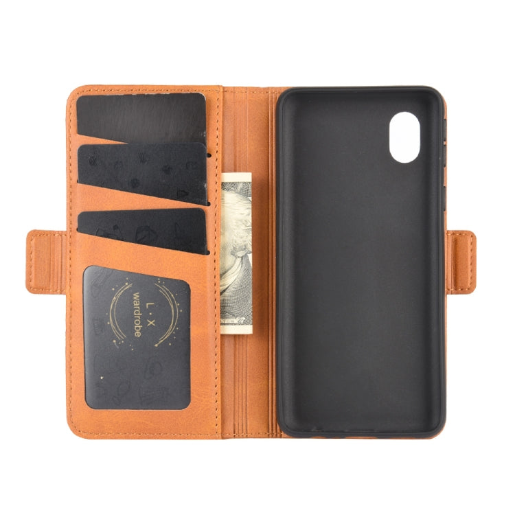 For Samsung Galaxy A01 Core / M01 Core Dual-side Magnetic Buckle Horizontal Flip Leather Case with Holder & Card Slots & Wallet