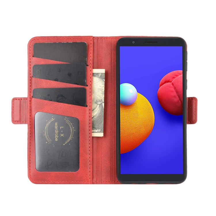 For Samsung Galaxy A01 Core / M01 Core Dual-side Magnetic Buckle Horizontal Flip Leather Case with Holder & Card Slots & Wallet