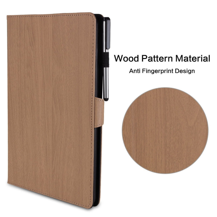 For iPad 9.7 inch 2017 / 2018 Wood Grain PU Leather + TPU Soft Bottom Case with Holder & Sleep / Wake-up Function(Black)