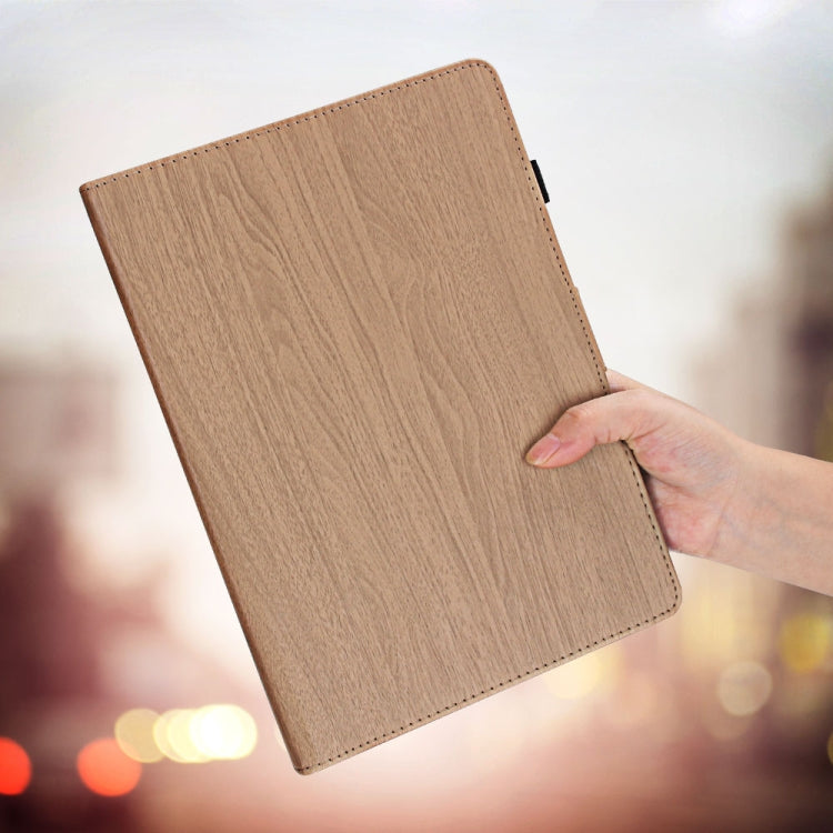 For iPad 9.7 inch 2017 / 2018 Wood Grain PU Leather + TPU Soft Bottom Case with Holder & Sleep / Wake-up Function(Black)