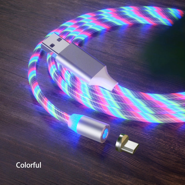 USB to Micro USB Magnetic Suction Colorful Streamer Mobile Phone Charging Cable, Length: 2m