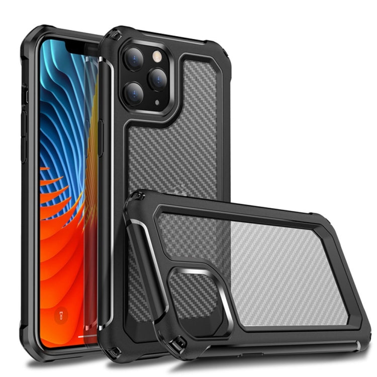For iPhone 12 mini Transparent Carbon Fiber Texture Rugged Full Body TPU+PC Scratch-Resistant Shockproof Case