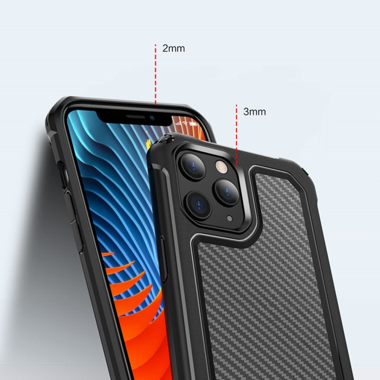 For iPhone 12 mini Transparent Carbon Fiber Texture Rugged Full Body TPU+PC Scratch-Resistant Shockproof Case