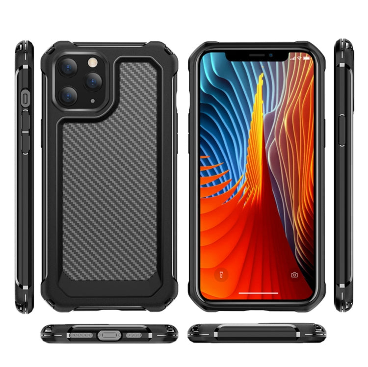 For iPhone 12 mini Transparent Carbon Fiber Texture Rugged Full Body TPU+PC Scratch-Resistant Shockproof Case