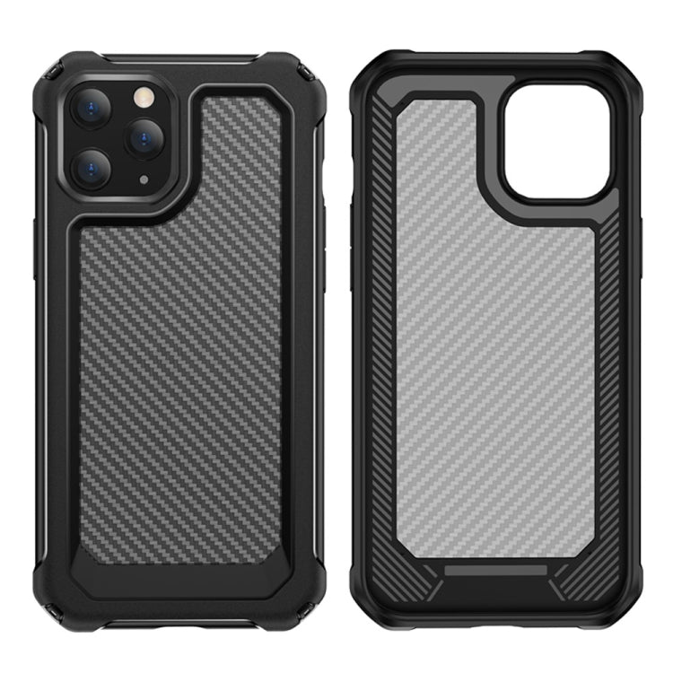 For iPhone 12 mini Transparent Carbon Fiber Texture Rugged Full Body TPU+PC Scratch-Resistant Shockproof Case