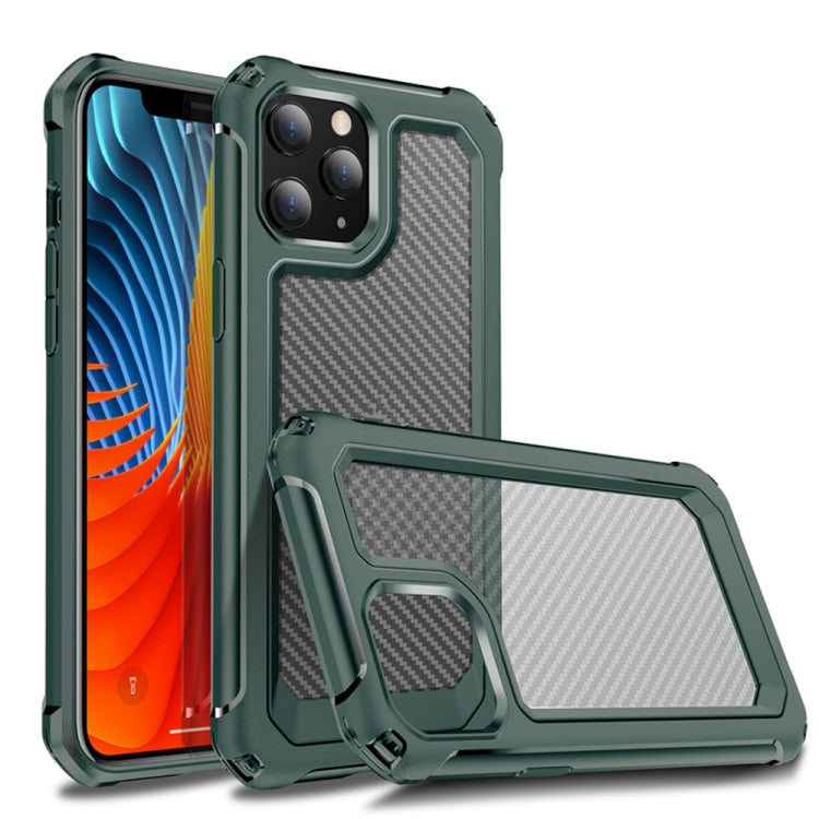 For iPhone 12 mini Transparent Carbon Fiber Texture Rugged Full Body TPU+PC Scratch-Resistant Shockproof Case