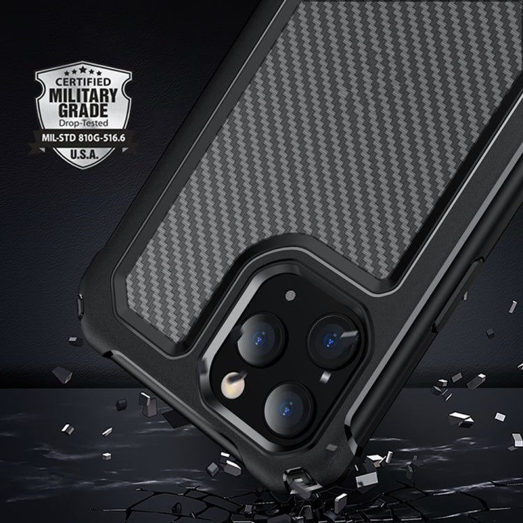 For iPhone 12 mini Transparent Carbon Fiber Texture Rugged Full Body TPU+PC Scratch-Resistant Shockproof Case