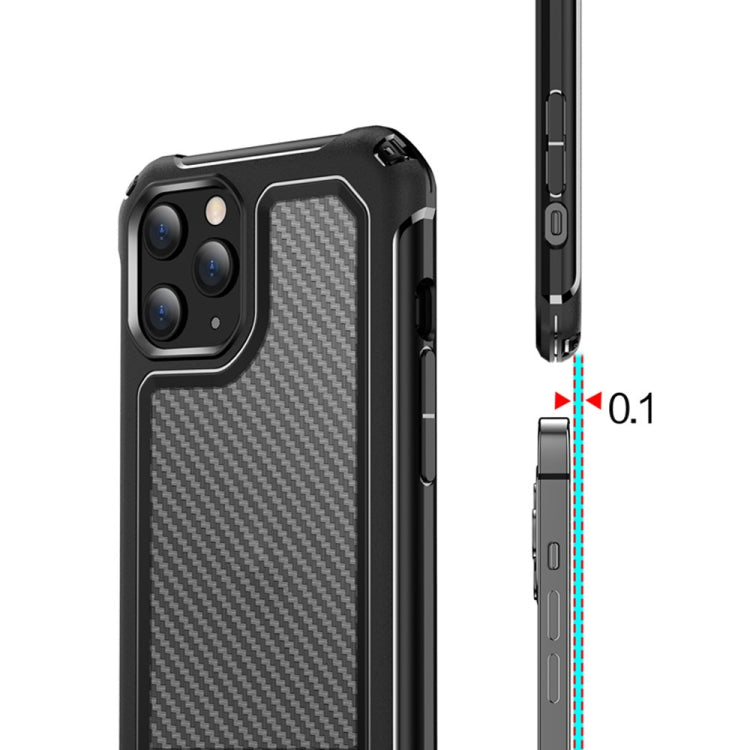 For iPhone 12 / 12 Pro Transparent Carbon Fiber Texture Rugged Full Body TPU+PC Scratch-Resistant Shockproof Case