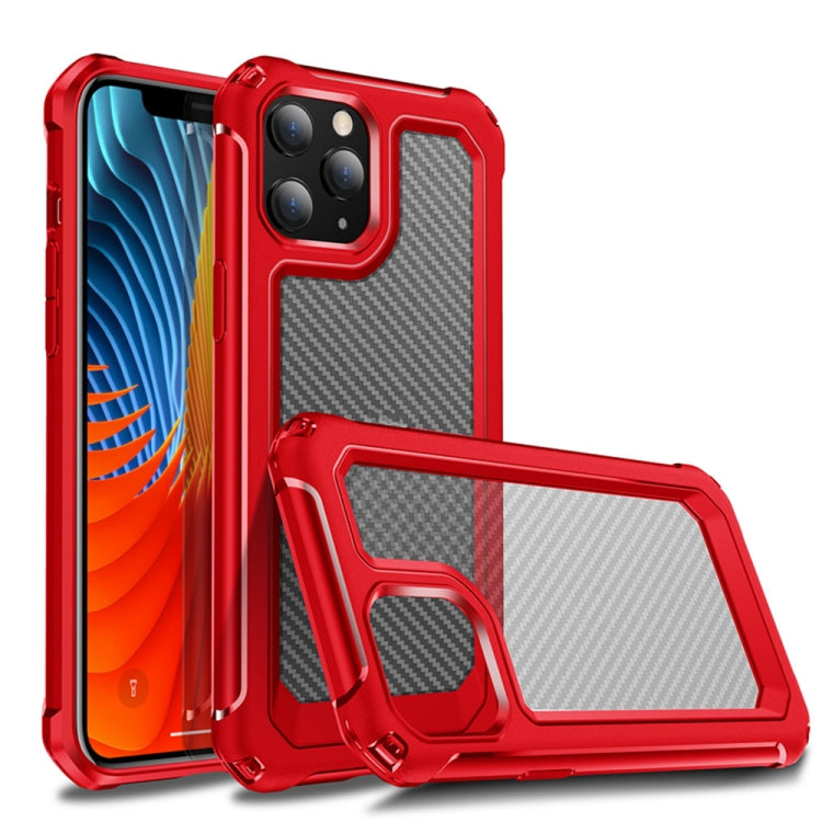 For iPhone 12 / 12 Pro Transparent Carbon Fiber Texture Rugged Full Body TPU+PC Scratch-Resistant Shockproof Case