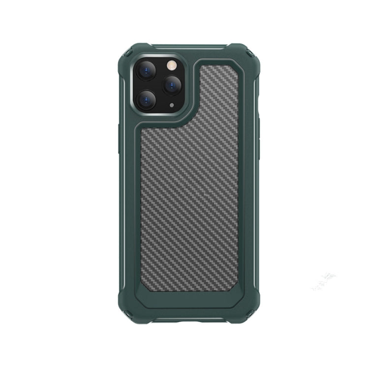 For iPhone 12 / 12 Pro Transparent Carbon Fiber Texture Rugged Full Body TPU+PC Scratch-Resistant Shockproof Case