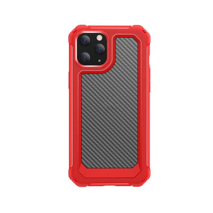 For iPhone 12 Pro Max Transparent Carbon Fiber Texture Rugged Full Body TPU+PC Scratch-Resistant Shockproof Case