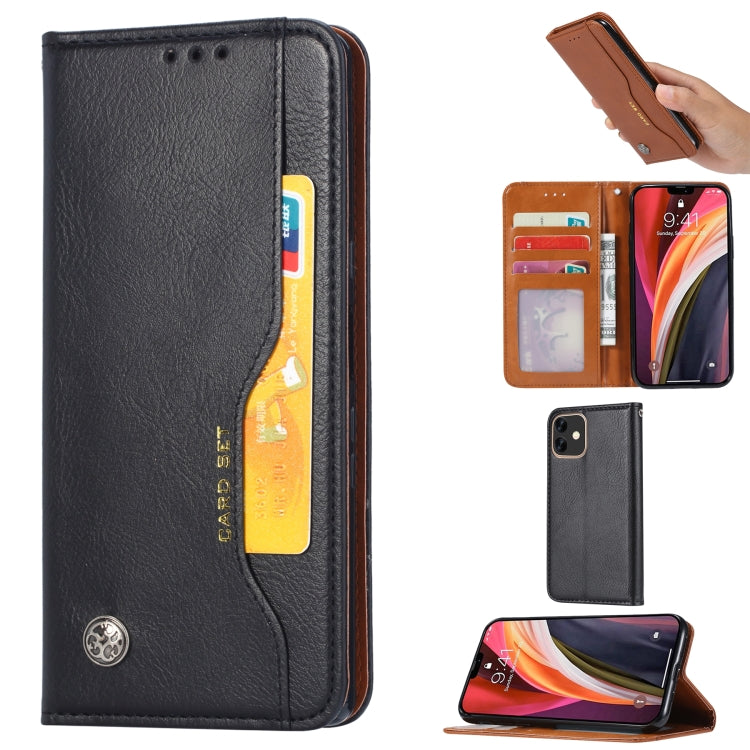 For iPhone 12 / 12 Pro Knead Skin Texture Horizontal Flip Leather Case with Photo Frame & Holder & Card Slots & Wallet