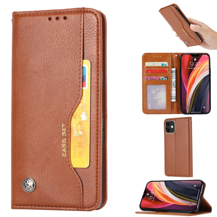 For iPhone 12 / 12 Pro Knead Skin Texture Horizontal Flip Leather Case with Photo Frame & Holder & Card Slots & Wallet