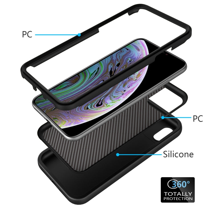 For iPhone XR Wave Pattern 3 in 1 Silicone+PC Shockproof Protective Case