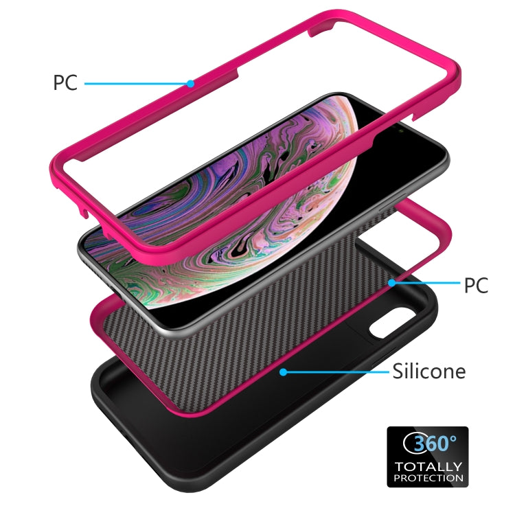 For iPhone XR Wave Pattern 3 in 1 Silicone+PC Shockproof Protective Case
